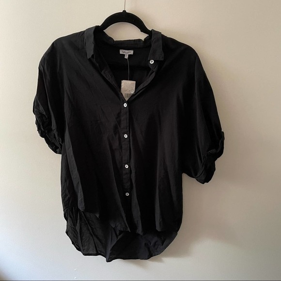 Splendid Tops Splendid Cotton Voile Short Sleeve Boyfriend Shirt